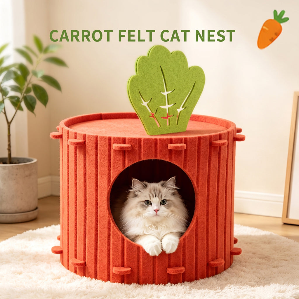 Cave Bed Cats,Soft Detachable Semi-Enclosed House,Carrot Shape Covered Cat Beds - for Home Indoor Medium Large Sized Pets Dogs Kitten Puppy Sleep Rest