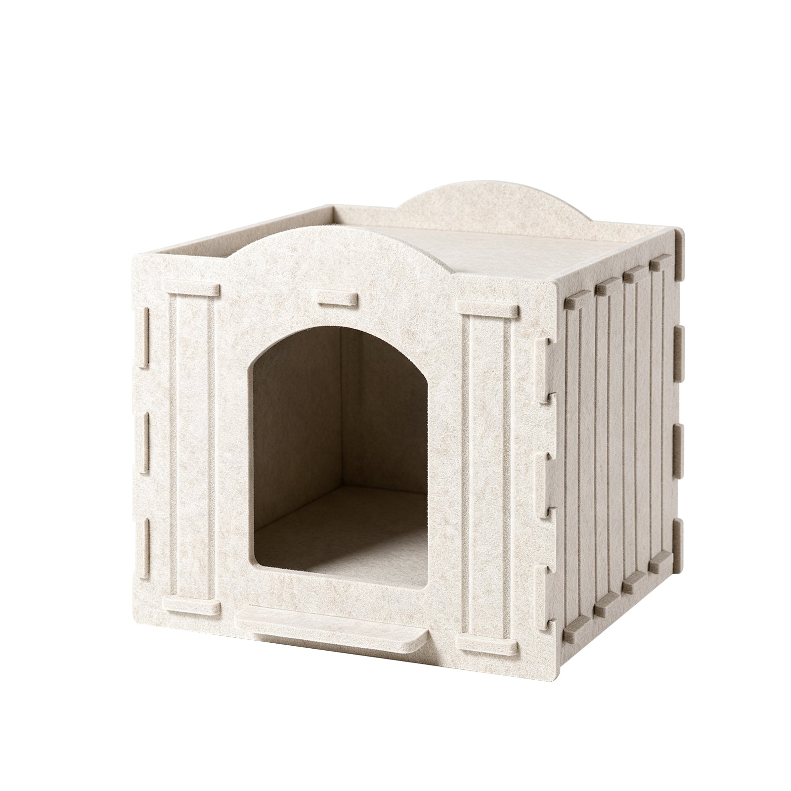 Foldable Felt Cat House Bed with Hanging Ball, Scratch Resistant Hideaway Cave for Indoor Cats and Timid Cats, Cozy Cat Nest with Dual Entrances