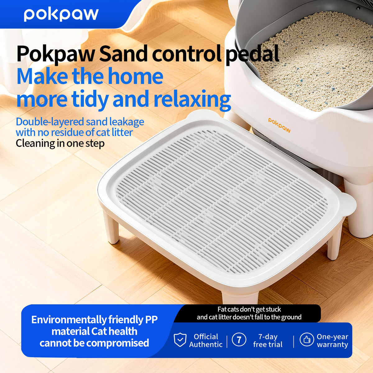 Aeelleea Cat Litter Sand Control Pedal Double-Layer Anti-Slip PP Mat for Smart Litter Box