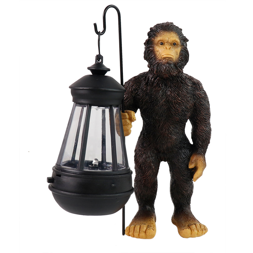 Bigfoot Garden Statue with Solar Lantern, Outdoor Sasquatch Yard Decor for Front Porch Patio Lawn, Waterproof Resin Bigfoot Gift