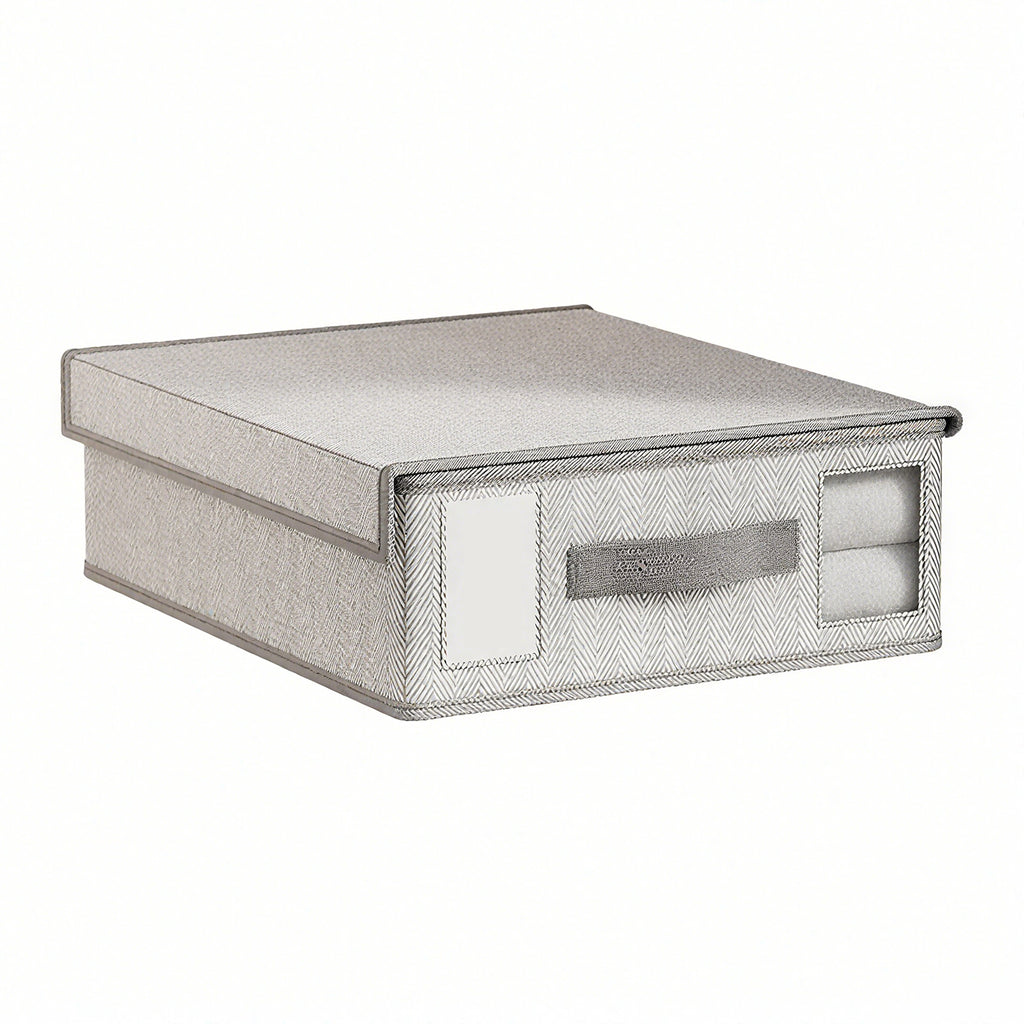 Nonwoven Bedding Storage Box with Removable Lid and Clear Window, Clothes Organizer for Sheets, Pillowcases, Socks, Underwear, Storage Bin