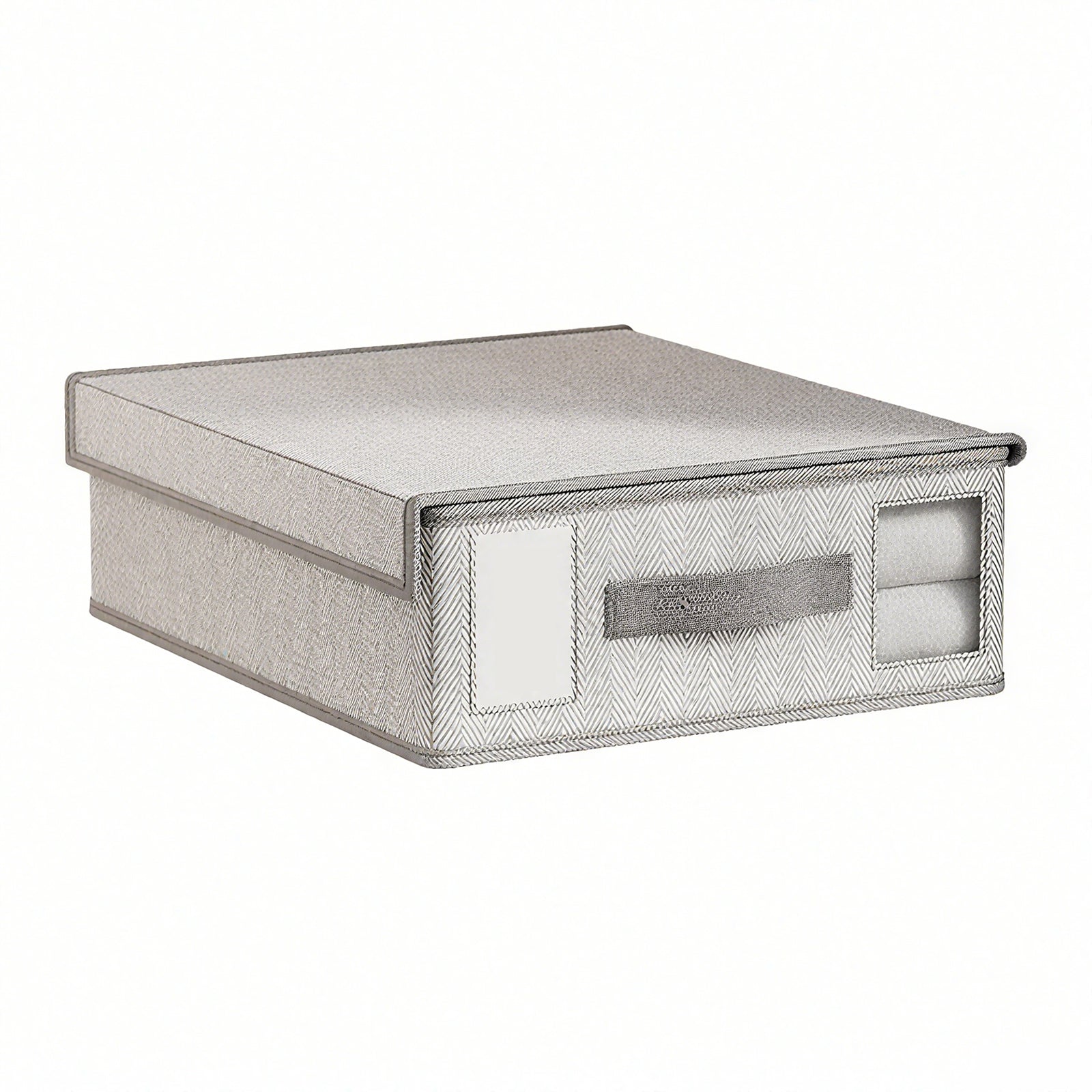 Nonwoven Bedding Storage Box with Removable Lid and Clear Window, Clothes Organizer for Sheets, Pillowcases, Socks, Underwear, Storage Bin