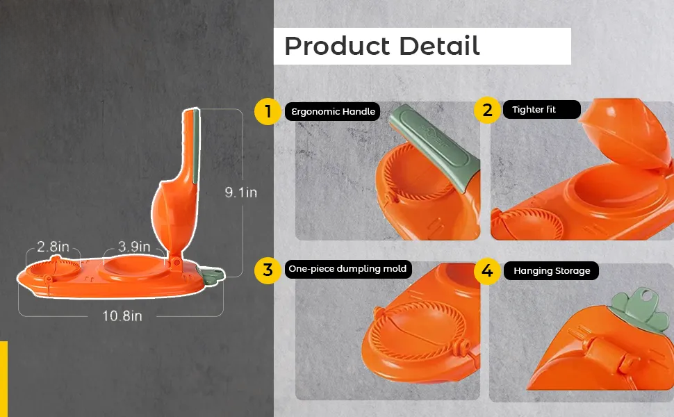 2‑in‑1 Manual Dumpling Maker Machine, Dough Press & Dumpling Wrapper Mold with Ergonomic Handle, Quick Make Dumpling Tool for Home Kitchen