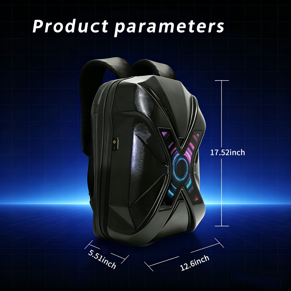LED Knight Hard‑Shell Motorcycle Backpack for Men, Waterproof Motorbike Laptop Bag with DIY Programmable Full‑Color Displa