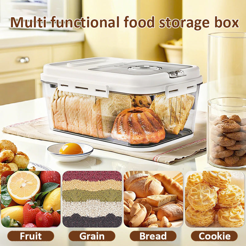 Large Airtight Bread Storage Container with Time Recording Lid, Bread Box for Kitchen Countertop, Bread Keeper Holds Loaf, Toast & Cookies