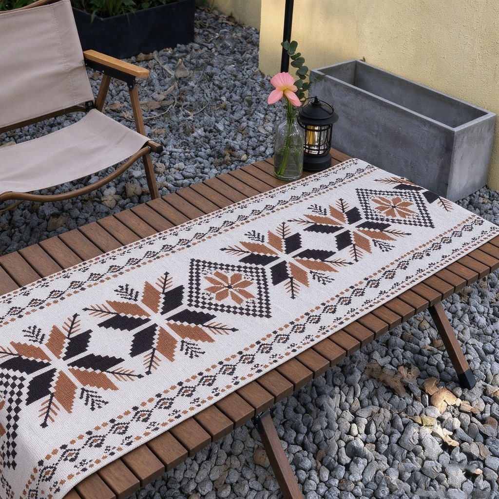 Southwestern Geometric Table Runner, 17.7 x 66.9 Inch Rustic Tribal Pattern Table Decor for Dining Room, Kitchen and Coffee Table