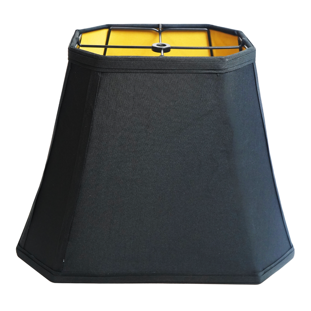 ALUCSET Black Rectangular Fabric Lamp Shade 6" x 8" Top 9" x 14" Bottom 10.5" High