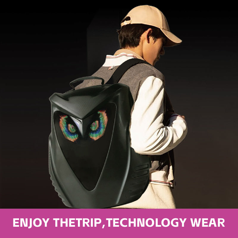 3D Hardshell Motorcycle Backpack with Customizable Display, Water Resistant Rider Backpack for 15.6 Inch Laptop