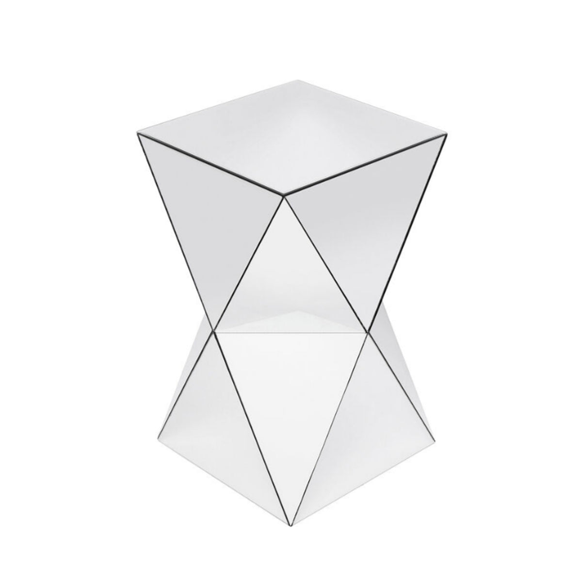 AEELLEEA 12.6 in Mirrored Geometric Side Table, Silver Square Accent End Table, Modern Nightstand for Living Room Bedroom