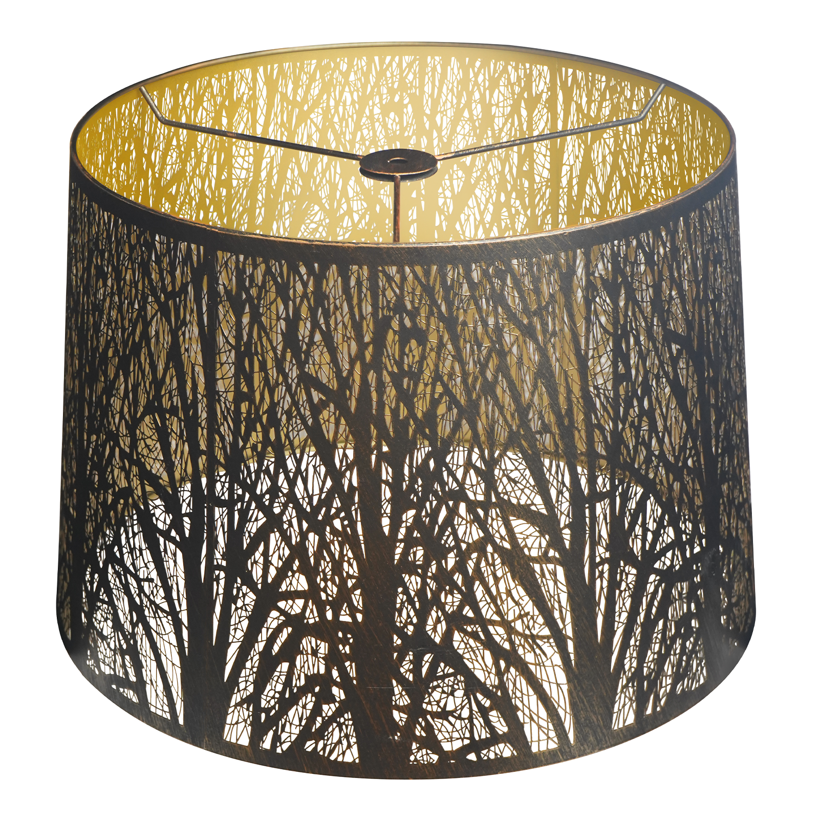 Forest Etched Lampshade – 14×16×11 Inch, Antique Bronze/Gold