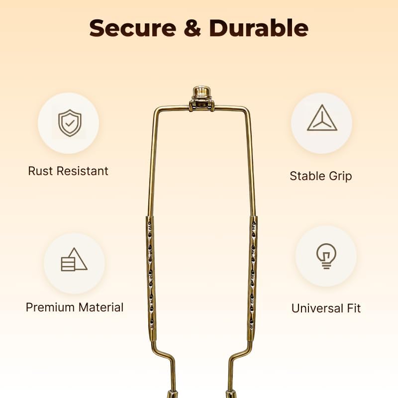 ALUCSET Adjustable Lamp Harp Holder, 8-12 Inch Lampshade Bracket Kit with UNO Fitter Adapter, Compatible with E14 E26 E27 Lamp Base and Standard Lamp Rod