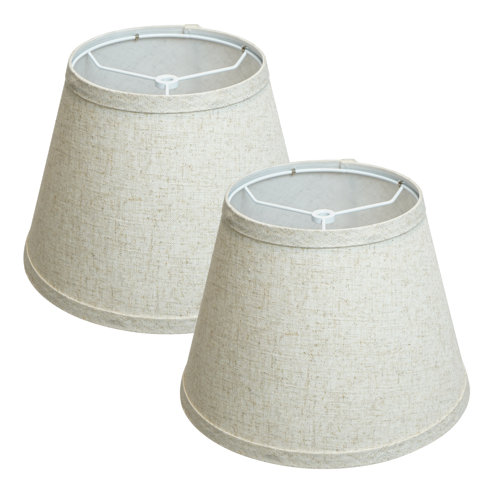 ALUCSET 2-Pack Natural Linen Empire Lamp Shades 7"×11"×8", Spider Fitter Replacement Shades for Table & Floor Lamps