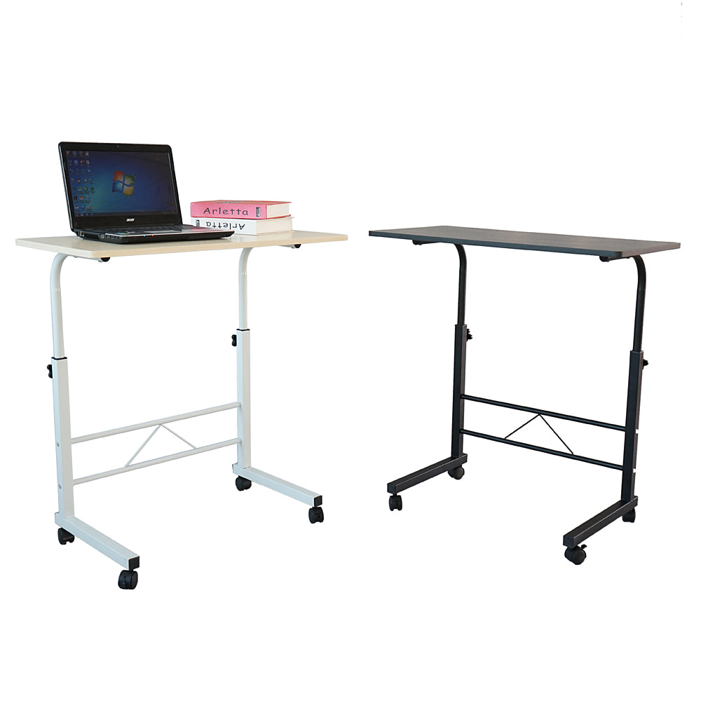 AEELLEEA-Adjustable Height Side Table, Detachable Chipboard Steel End Table, Black Versatile Accent Table