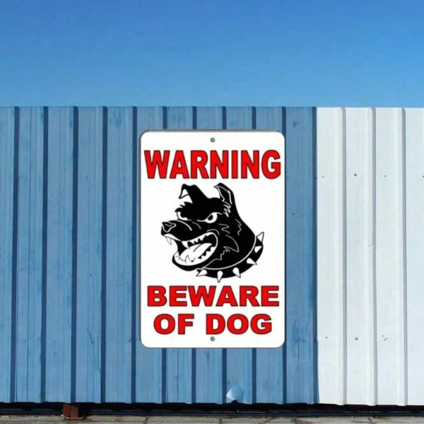 Halloween Outdoor Yard Metal Sign 8×12 Inch, 1‑Pack Dog Warning Plaque for Home Patio Fence Holiday & Daily Security Decor