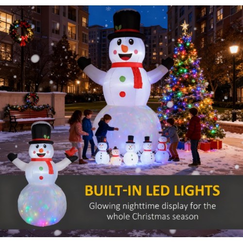 AEELLEEA 11.8FT Christmas Inflatable Snowman with Cardinal, Built-In LED Lights, Outdoor Yard Holiday Decoration
