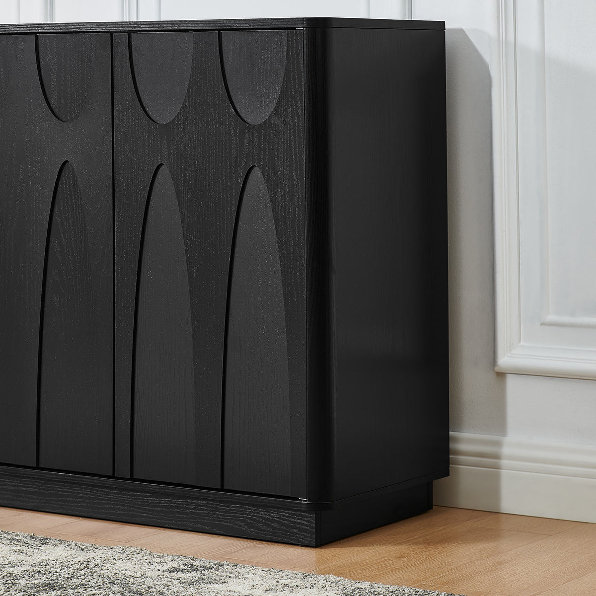AEELLEEA Mid Century Modern Sideboard Cabinet, 2 Push-to-Open Doors Storage Credenza with Adjustable Shelf for Entryway Living Room
