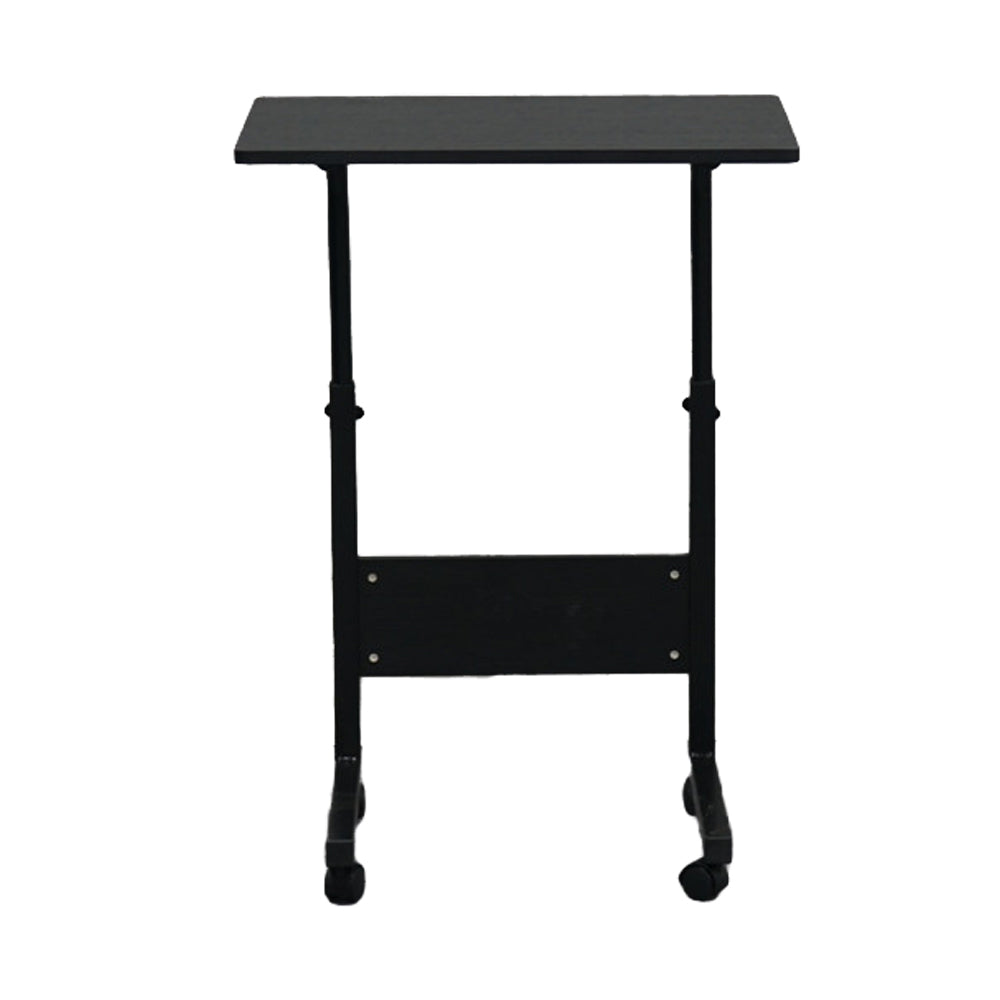 AEELLEEA-Adjustable Height Mobile Side Table with Baffle, Rolling Chipboard Steel End Table, Portable Removable Small Desk