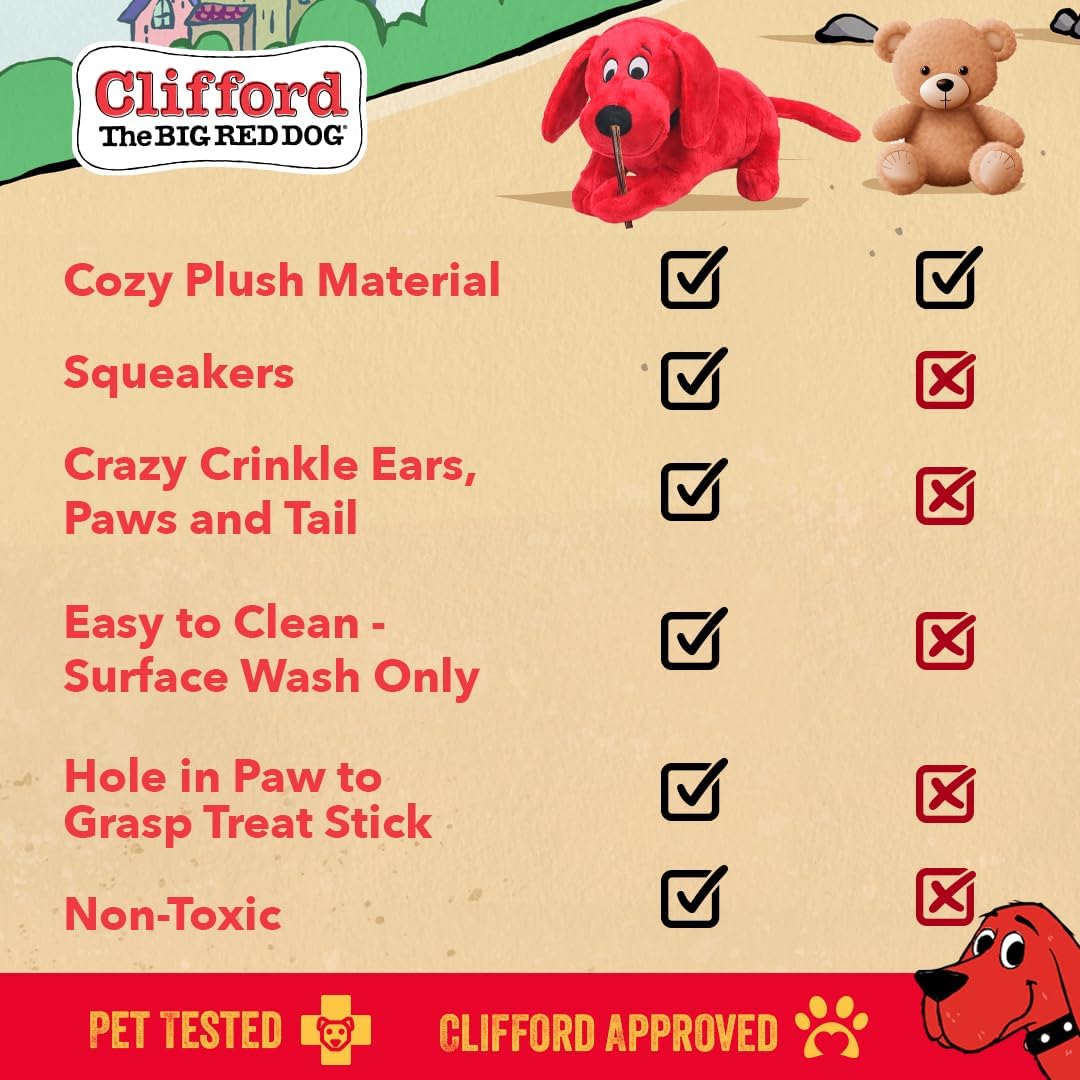 Clifford® Snuggle Buddy 14" Plush Dog Toy | Cozy Dog Stuffed Animals Play Toy for Medium to Large Dogs | Comfort, Squeakers, Crinkle, Interactive Bonding