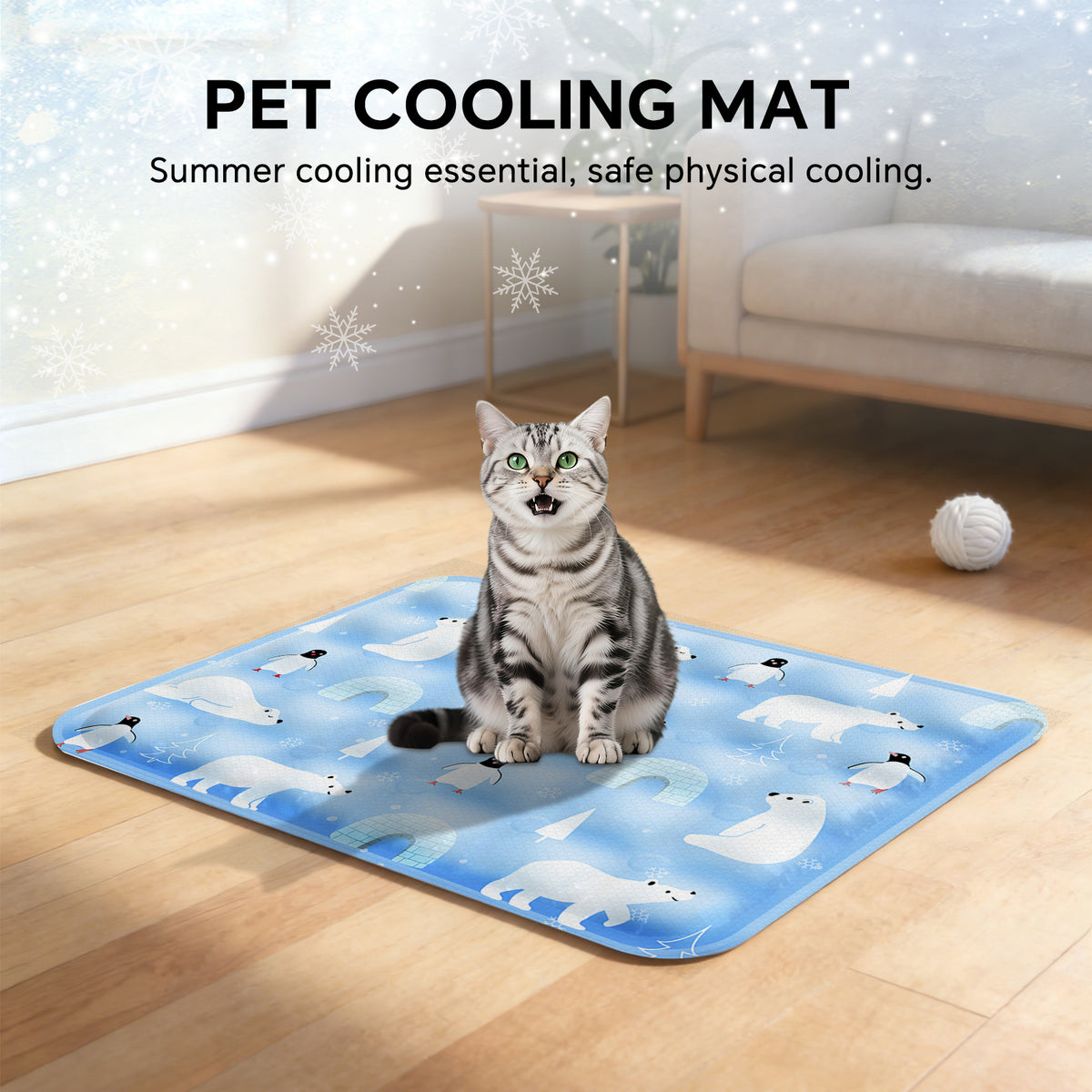 Water-Fill Pet Cooling Mat for Cats & Dogs, Reusable Summer Cooling Pad, Blue, 27.56" x 47.24"
