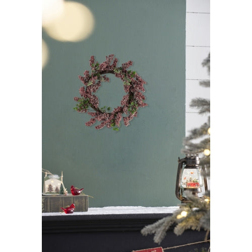 AEELLEEA 18" Artificial Frosted Berry Christmas Wreath, Grapevine Winter Front Door Wall Holiday Decor
