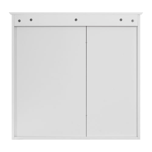 AEELLEEA 30" Bathroom Medicine Cabinet with Mirror, Wall Mounted Storage Cabinet with 2 Doors, Adjustable Shelves and Open Storage, White