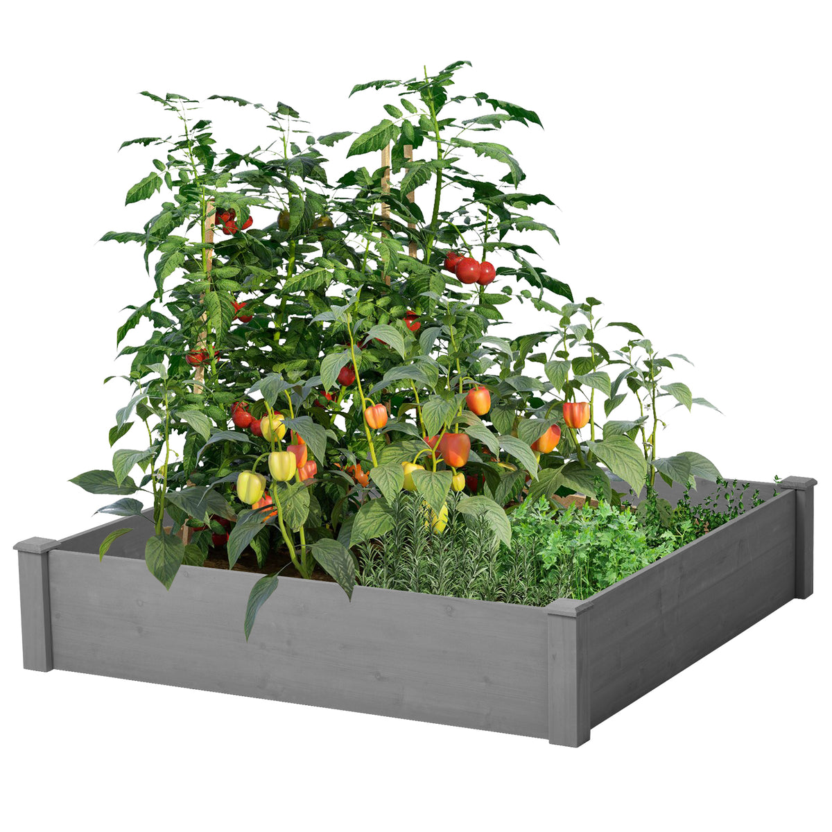 AEELLEEA Raised Garden Bed, Outdoor Wood Planter Box, Tool-Free Assembly, Elevated Bed for Growing Herbs