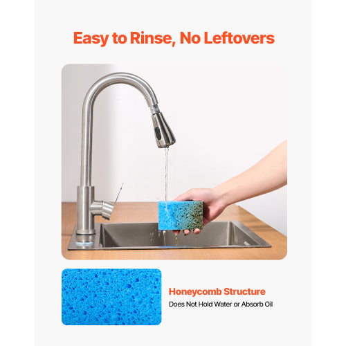 12 Pcs Natural Kitchen Sponges with Cellulose & Scrub Pad, Honeycomb Structure, Quick Water Absorption for Home Cleaning.