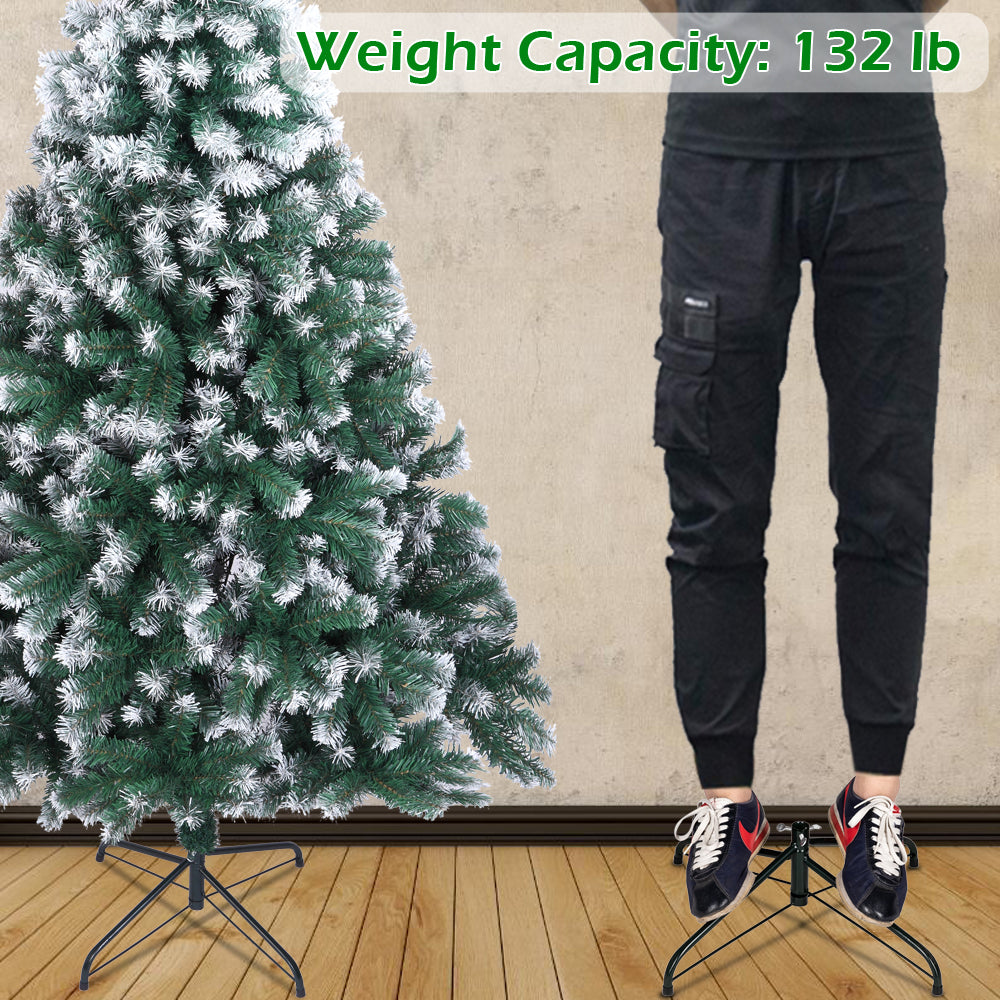 AEELLEEA- 7FT Unlit Full Artificial Christmas Pine Tree, PVC Holiday Xmas Tree with Metal Stand, Realistic Branches