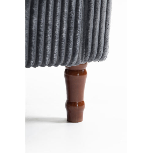 AEELLEEA Mid Century Corduroy Accent Chair, Armchair with Solid Wood Legs & Side Pocket
