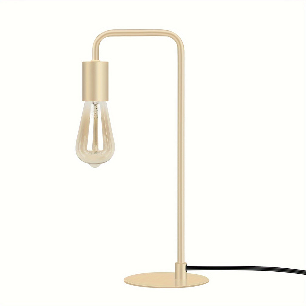 French Gold Desk Lamp - Edison Desk Lamp - Industrial Bedside Lamp For Bedroom, Living Room, Dormitory - Small Metal Lamp For Reading, Nightstand, Dressing Table