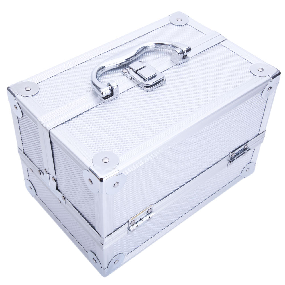 Makeup Train Case Makeup Box 9x6x6 Inch Makeup Organizer Box with Mirror, Portable Travel Cosmetic Case, Handheld Makeup Storage Carrying Bag