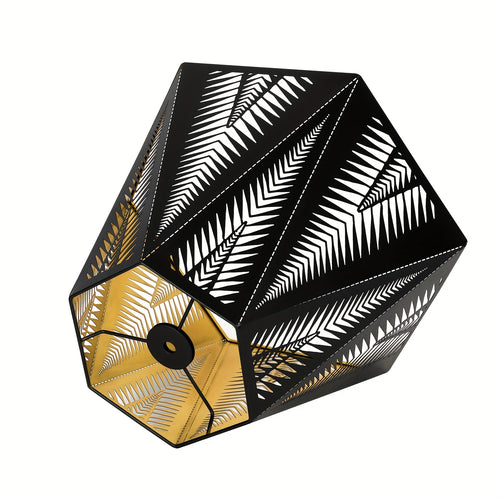 "Vintage Metal Lamp Shade with 12-Side Etched Spike Pattern for Table/Floor Lamps, Outdoor & Indoor Decor, 7 x 13.8x 9.5， Inches (Black/Gold Finish)"