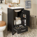 18 Inch Black Modern Bathroom Vanity with Ceramic Sink, Small Freestanding Bath Cabinet with Soft Close Drawer and Door Storage