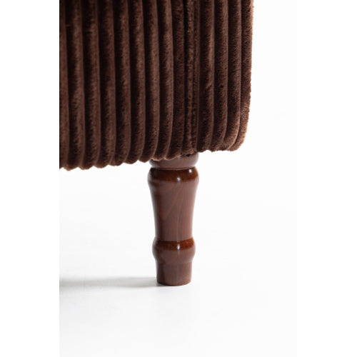 AEELLEEA Mid Century Corduroy Accent Chair, Armchair with Solid Wood Legs & Side Pocket