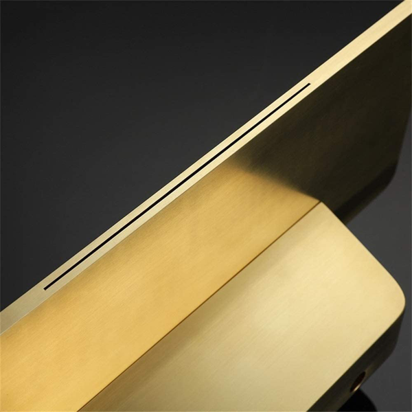 AEELLEEA Wall Mount Waterfall Bathroom Faucet, Modern Single Handle 2-Piece Sink Faucet Set with Wide Spout, Brushed Gold