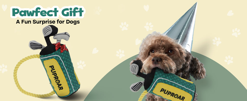 ZippyPaws Dog Toy, Funny Plush Squeaky Puppy Gift with Rope & Crinkle, Golf Bag Gift