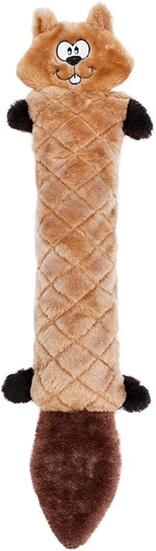 ZippyPaws - Jigglerz Tough No Stuffing Squeaky Plush Dog Toy with Crinkle Head and Tail - Chipmunk