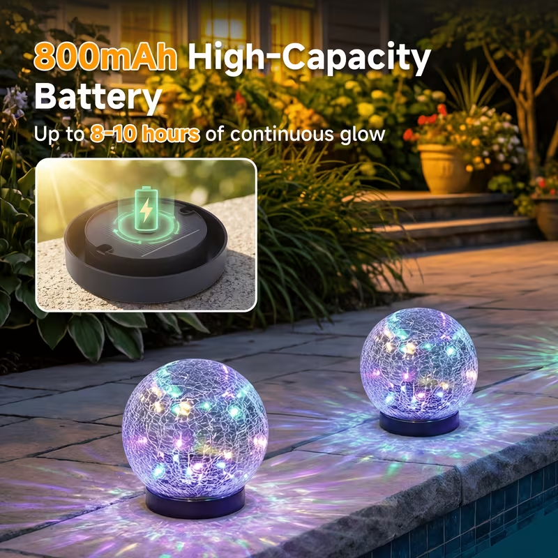 4 Pack Small Solar Globe Lights Outdoor Waterproof‑Solar Balls‑Solar Garden Lights‑Orbs for Outside Cracked Glass Ball for Lawn Patio Yard Backyard Decorations