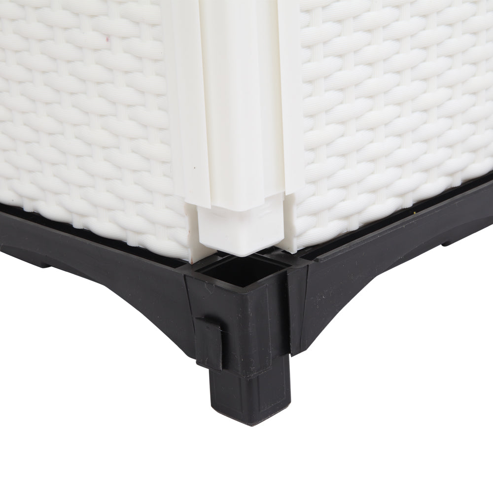 AEELLEEA-2Pcs Free Splicing Injection Planting Box, White Rattan Texture Plastic Raised Garden Planter for Balcony Patio Herb Vegetable Growing