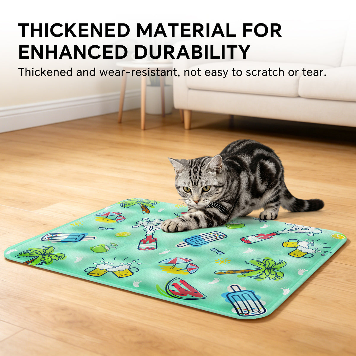 Water-Fill Pet Cooling Mat for Cats & Dogs, Reusable Washable Summer Cooling Pad, Green, 35.43" x 23.62"
