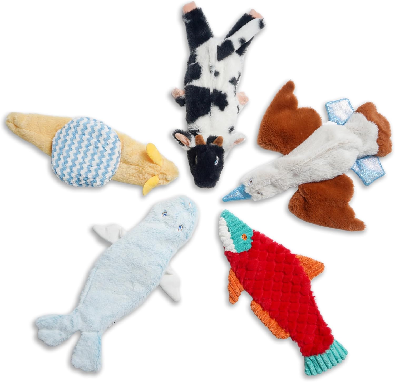 Nocciola Squeaky Dog Toys, 5 pcs Crinkle Plush Dog Toy, No Stuffing Dog Toys for Small Medium Large Dogs, Boredom Relief