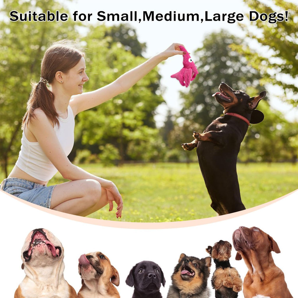 LWBMG Squeaky Dog Toys Plush Dog Toy with Crinkle Paper Dinosaur Dog Toy Stuffed Animals Chew Toy Plush Squeaky Dog Birthday Toys for Small Medium Large Dogs Pink