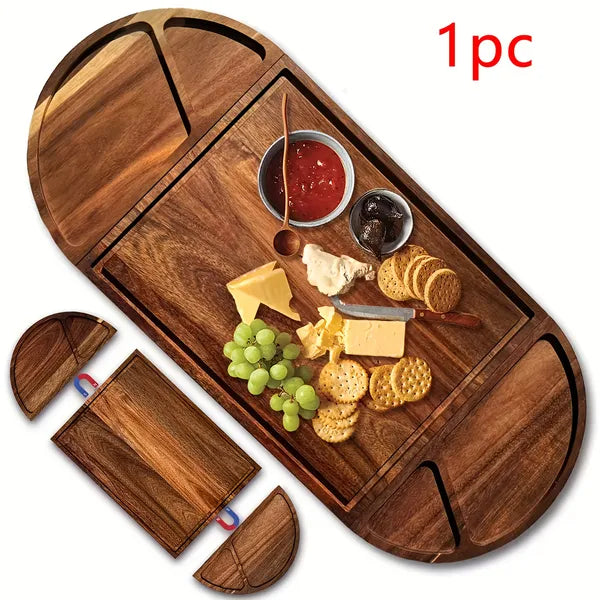 Aeelleea Extra Large Acacia Wood Charcuterie Board 26 x 13 Inch, Magnetic Cheese Platter With Handle, Housewarming Christmas Gift For Party Serving