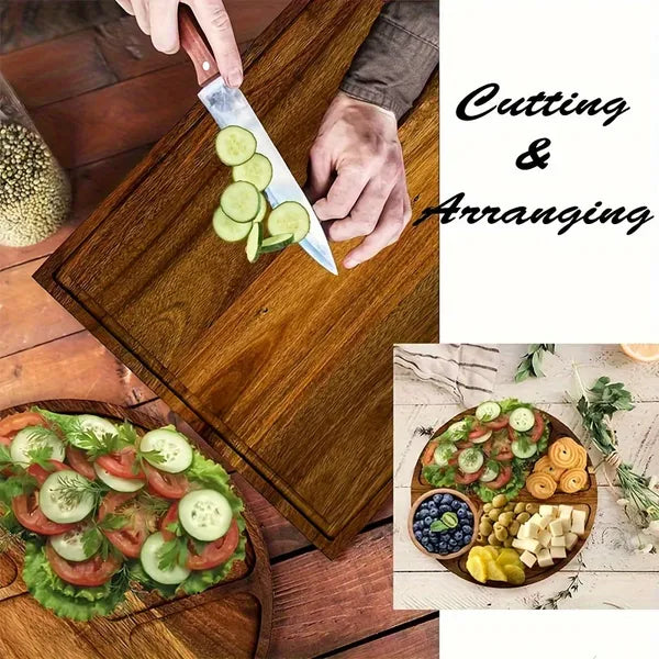Aeelleea Extra Large Acacia Wood Charcuterie Board 26 x 13 Inch, Magnetic Cheese Platter With Handle, Housewarming Christmas Gift For Party Serving