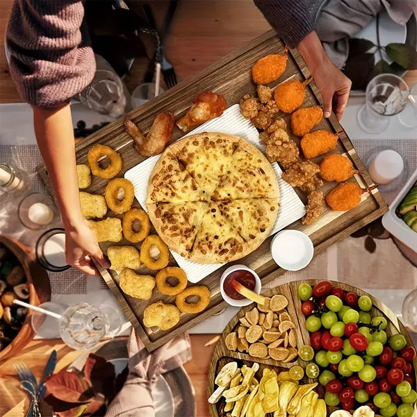 Aeelleea Extra Large Acacia Wood Charcuterie Board 26 x 13 Inch, Magnetic Cheese Platter With Handle, Housewarming Christmas Gift For Party Serving