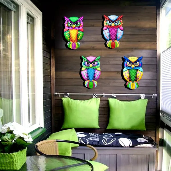 1Pc Metal Owl Wall Decor, Outdoor Yard Art Ornament for Garden Patio Fence Lawn, Home Room Decor, Perfect Birthday & Holiday Gift