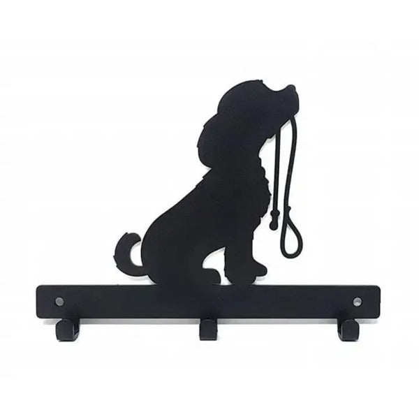 Aeelleea 1pc Iron Crafts Wall Hanging Dog Lead/Leash Key Coat Door Towel Hanger Holder Rack Key Hook - DOG WITH LEAD, Wall-mounted, Hooks