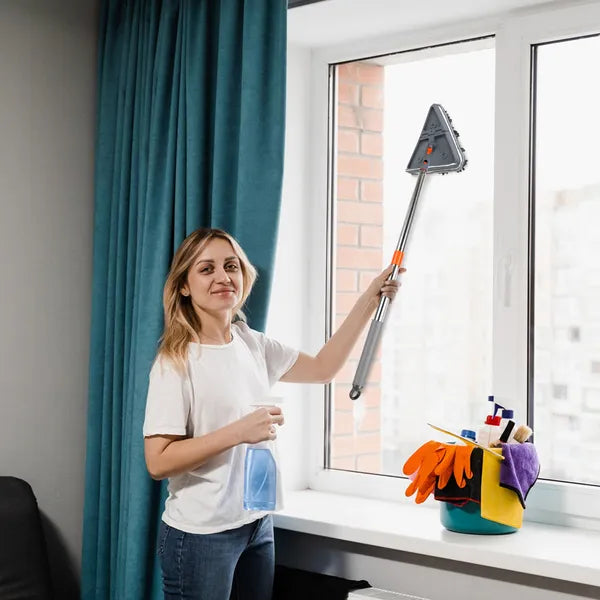 AEELLEEA 2 In 1 Wall & Baseboard Cleaner Mop, Extendable Long Handle with 8 Reusable Mop Pads, 360° Rotatable for Ceiling Window Cleaning