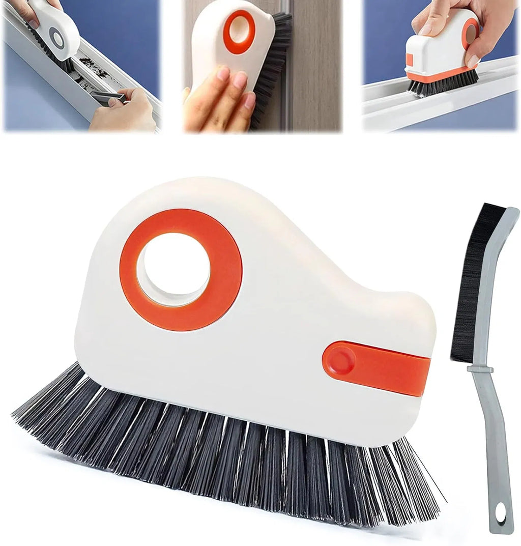2‑in‑1 Groove Cleaning Brush, Multifunctional Hand‑Held Window Track Cleaner, Easy‑to‑Store Crevice Tool for Sliding Door & Shutter Window Tracks