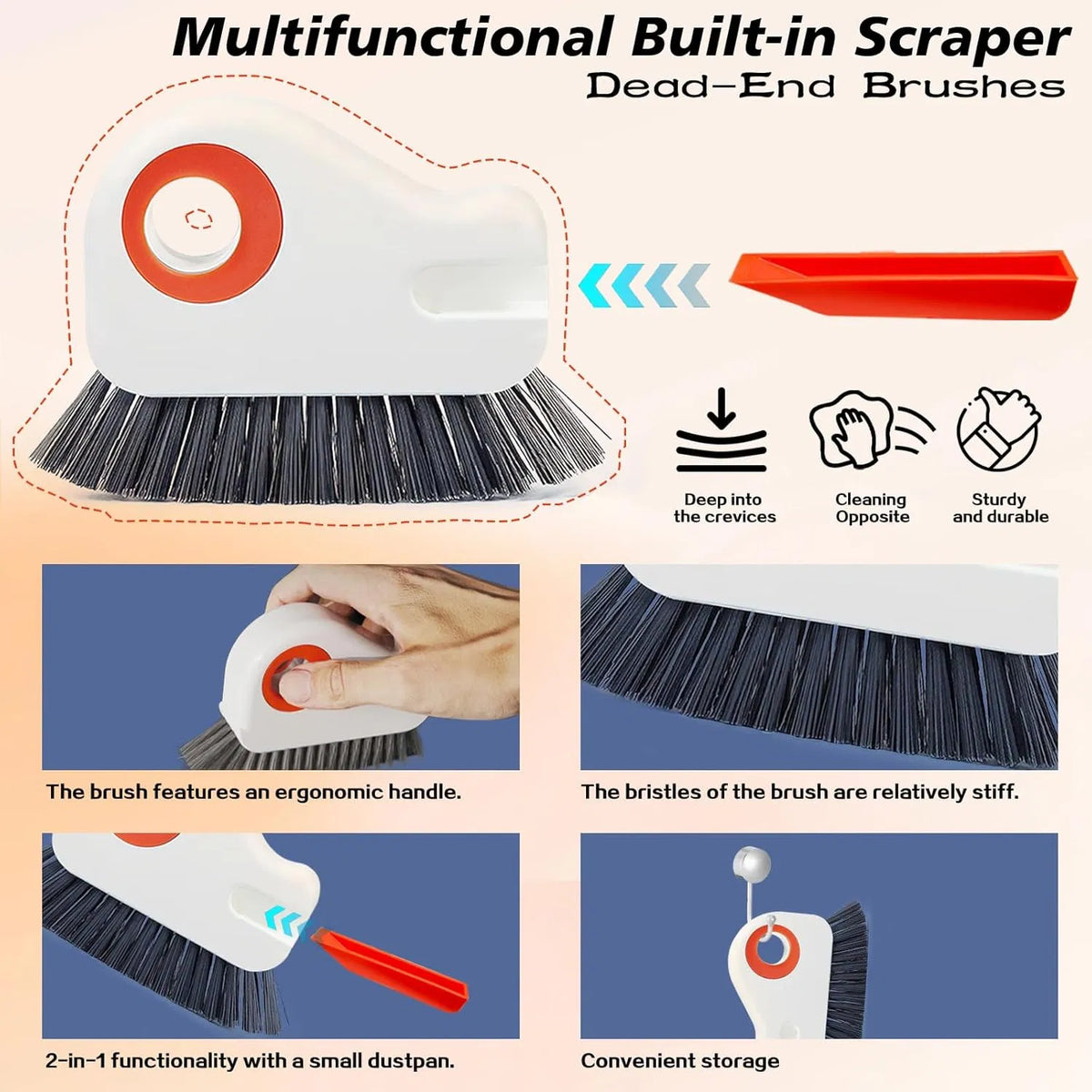 2‑in‑1 Groove Cleaning Brush, Multifunctional Hand‑Held Window Track Cleaner, Easy‑to‑Store Crevice Tool for Sliding Door & Shutter Window Tracks